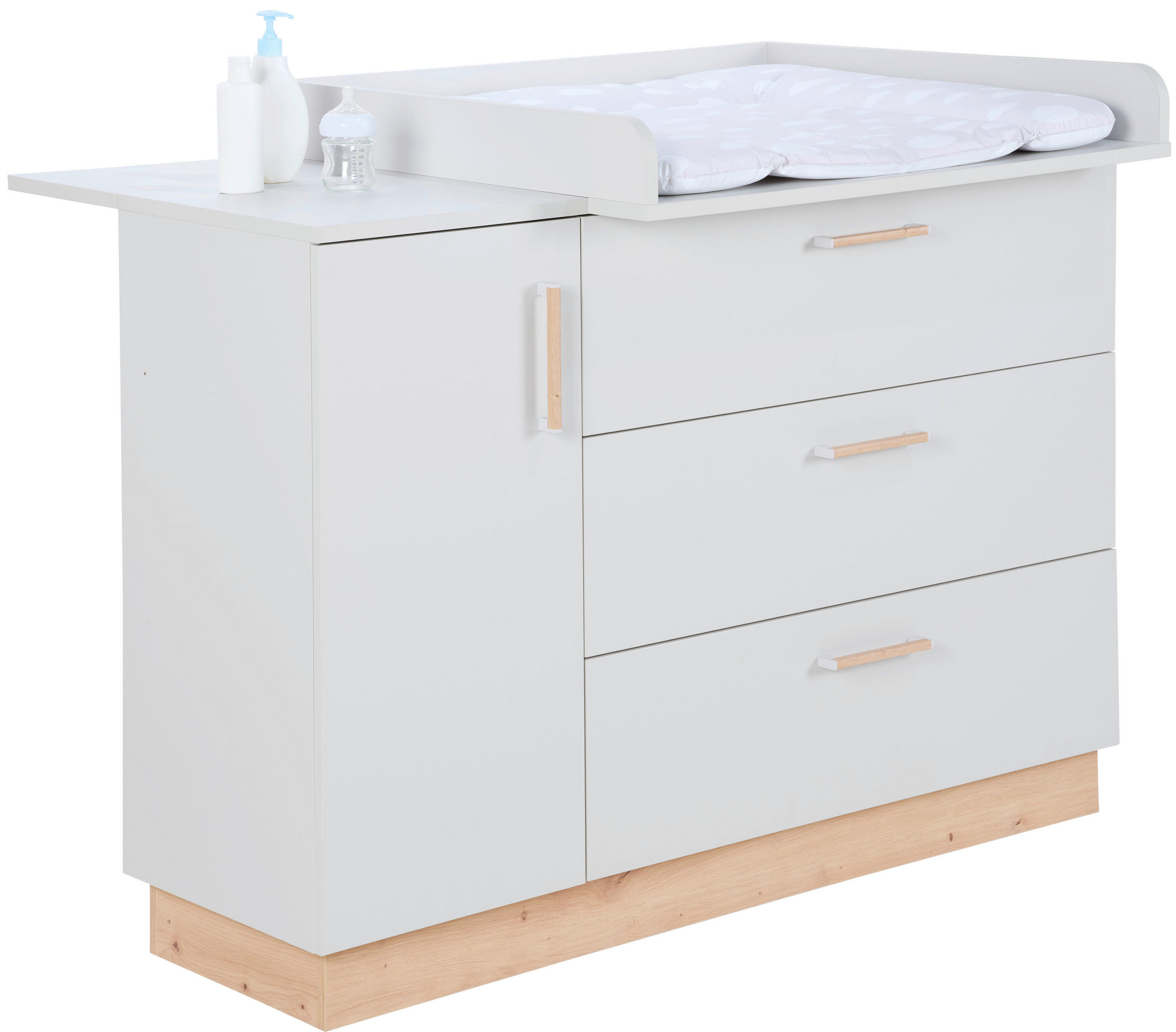 WICKELKOMMODE Leo Grau, Eichefarben  - Eichefarben/Grau, Trend, Holzwerkstoff/Kunststoff (133/101/77cm) - Jimmylee