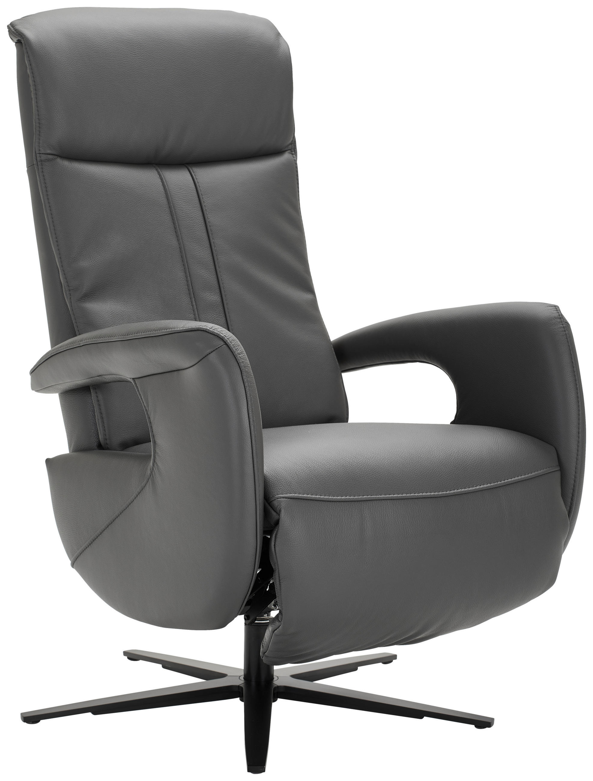 RELAXSESSEL Echtleder Relaxfunktion, Fußteilverstellung, Rücken echt    - Anthrazit/Schwarz, Design, Leder/Metall (71/112/83cm) - Dieter Knoll