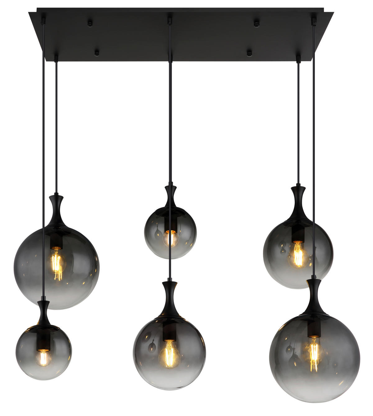 HÄNGELEUCHTE 97/48/141 cm    - Schwarz, Design, Glas/Kunststoff (97/48/141cm) - Globo