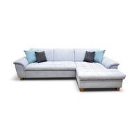 ECKSOFA Pastellblau Mikrofaser  - Pastellblau/Eichefarben, KONVENTIONELL, Holz/Textil (281/170cm) - MID.YOU