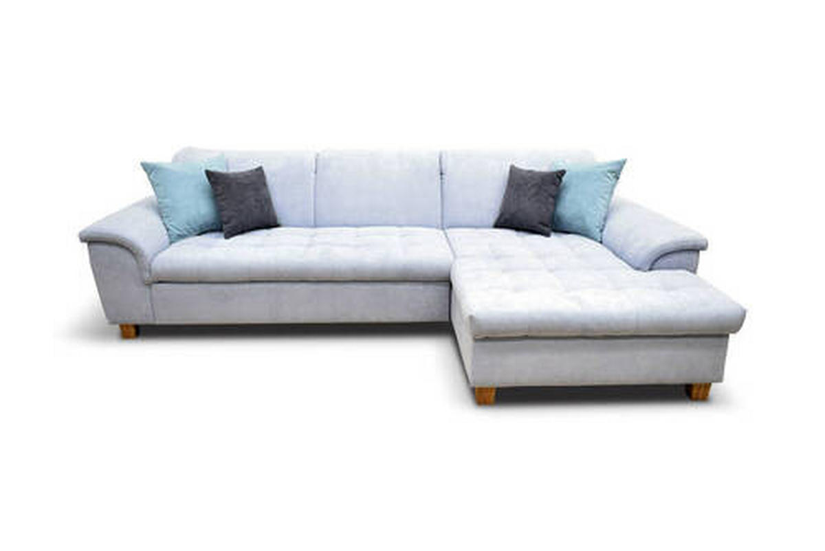 ECKSOFA Pastellblau Mikrofaser  - Pastellblau/Eichefarben, KONVENTIONELL, Holz/Textil (281/170cm) - MID.YOU