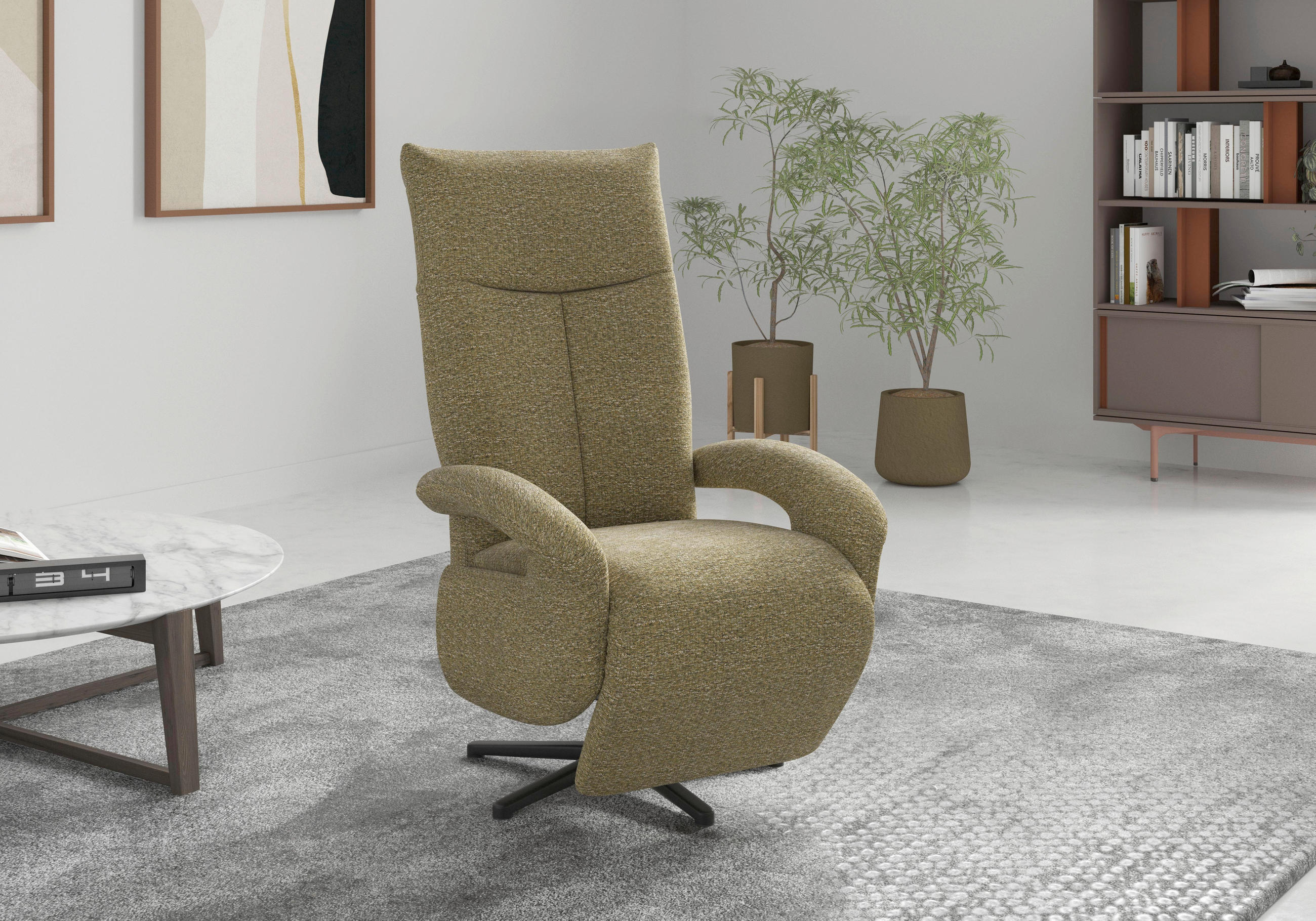 RELAXSESSEL in Textil Olivgrün  - Schwarz/Olivgrün, KONVENTIONELL, Textil/Metall (74/112/82cm) - Sit & More