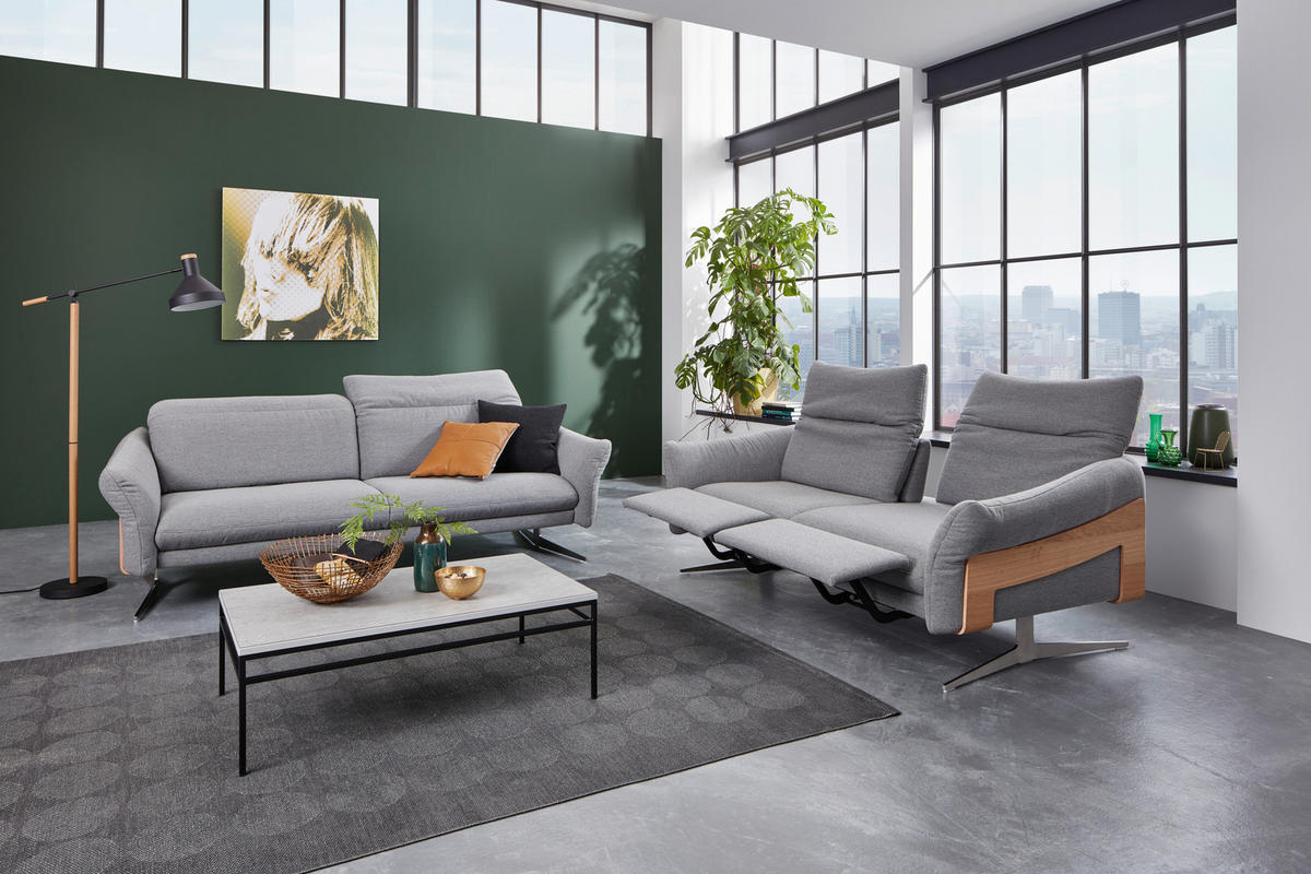 2,5-SITZER in Webstoff Grau  - Anthrazit/Grau, Design, Holz/Textil (193/81/107cm) - Himolla