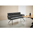 SITZBANK 200/91/70 cm Echtleder Schwarz  - Schwarz, Design, Leder/Metall (200/91/70cm) - Dieter Knoll