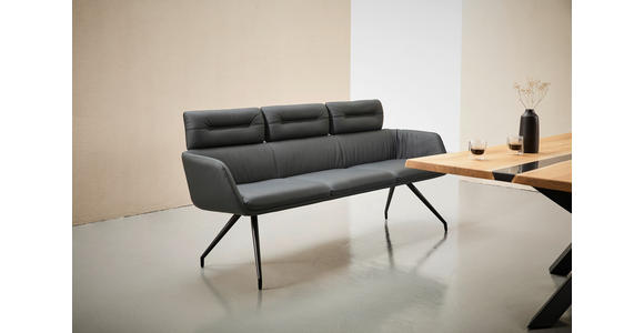 SITZBANK 200/91/70 cm Echtleder Schwarz  - Schwarz, Design, Leder/Metall (200/91/70cm) - Dieter Knoll