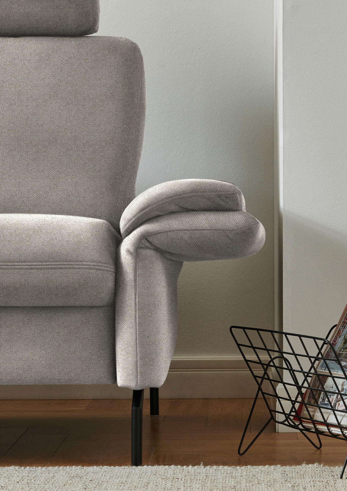 ECKSOFA in Flachgewebe Beige  - Beige/Schwarz, Konventionell, Textil/Metall (190/241cm) - Beldomo Comfort