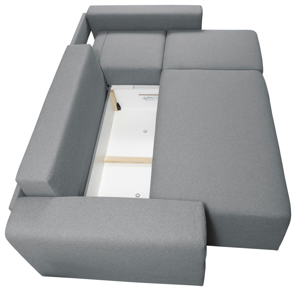 ECKSOFA in Struktur Grau  240/153 cm  - Chromfarben/Schwarz, Basics, Kunststoff/Textil (240/153cm) - P & B