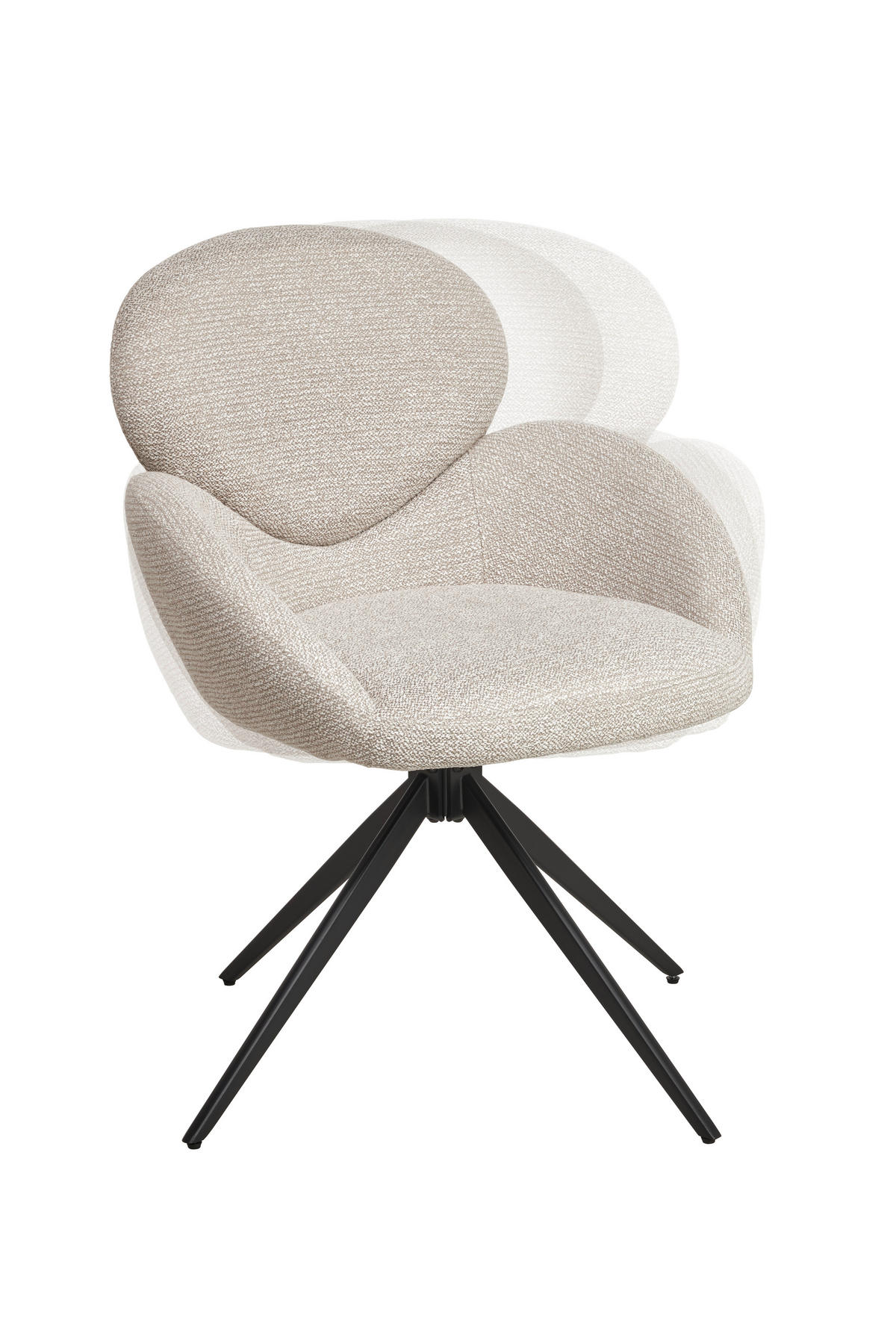 ARMLEHNSTUHL  in Eisen Webstoff  - Beige/Schwarz, MODERN, Textil/Metall (60/83/63cm) - MID.YOU