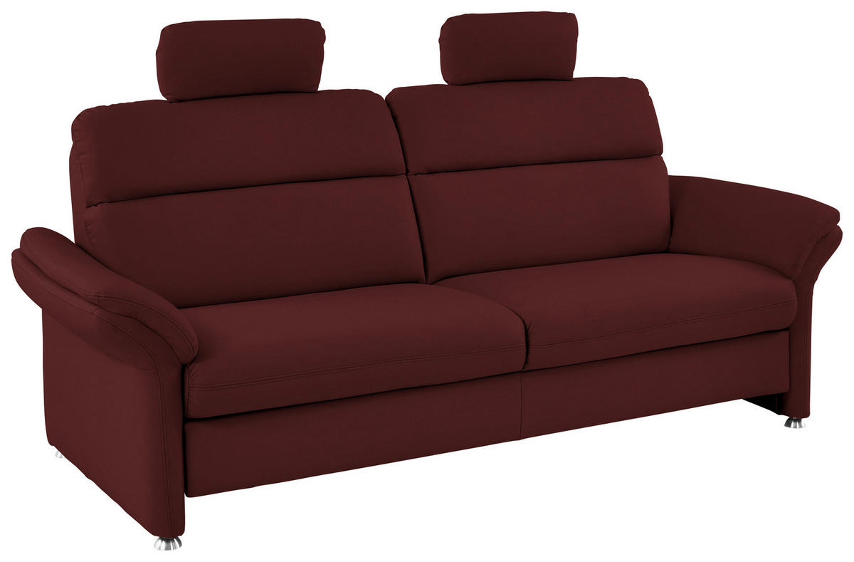 3-SITZER-SOFA in Echtleder Brombeere  - Brombeere/Alufarben, Konventionell, Leder/Metall (228/96/92cm) - Beldomo Premium