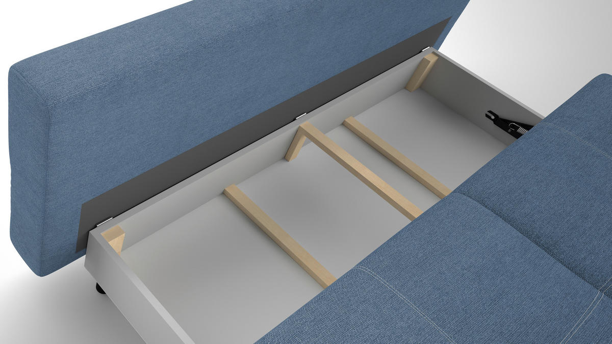 SCHLAFSOFA  mit Schlafen auf Sitzhöhe, Rücken echt Struktur Blau  - Blau/Schwarz, Design, Textil/Metall (197/94/96cm) - MID.YOU