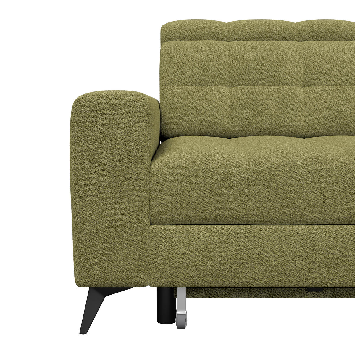 ECKSOFA BARLETTA NEW Grün Velours Bettkasten, Kopfteilverstellung, Sitztiefenverstellung, Liegefläche im Originalstoff  - Schwarz/Grün, ROMANTIK / LANDHAUS, Textil/Metall (289/228cm) - MID.YOU