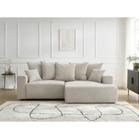 ECKSOFA Ottomane rechts  ATILLA Beige Struktur  - Beige/Schwarz, MODERN, Kunststoff/Textil (244/149cm)
