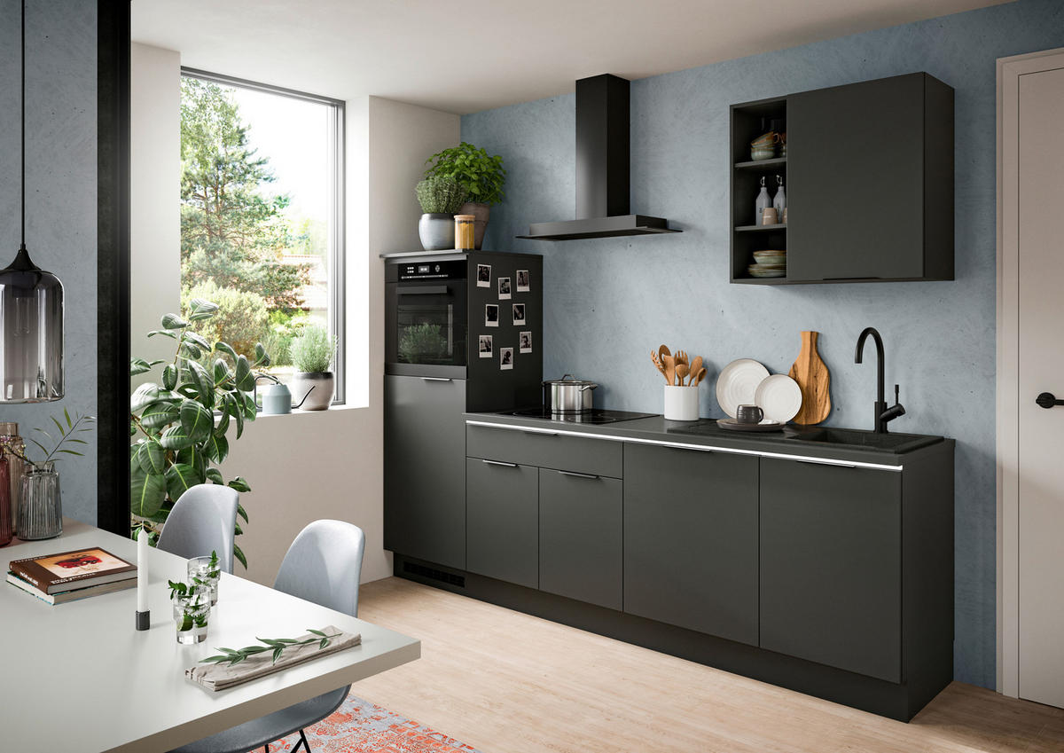 KÜCHENLEERBLOCK 260 cm   in Schwarz  - Schwarz, MODERN, Holzwerkstoff/Metall (260cm) - MID.YOU