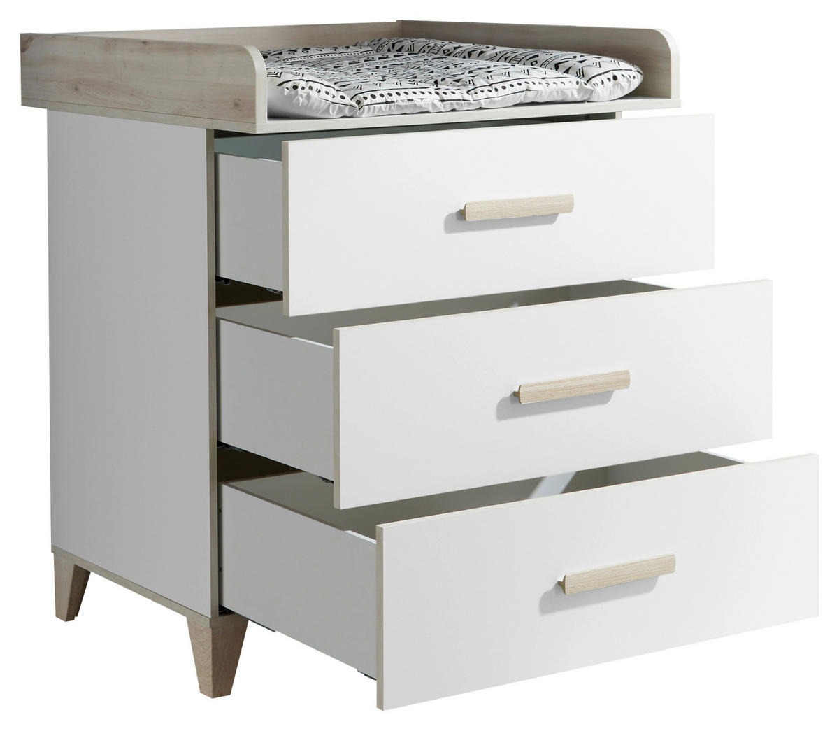 WICKELKOMMODE Weiß, Birnbaumfarben  - Birnbaumfarben/Weiß, MODERN, Holzwerkstoff/Kunststoff (90/107/78cm) - MID.YOU