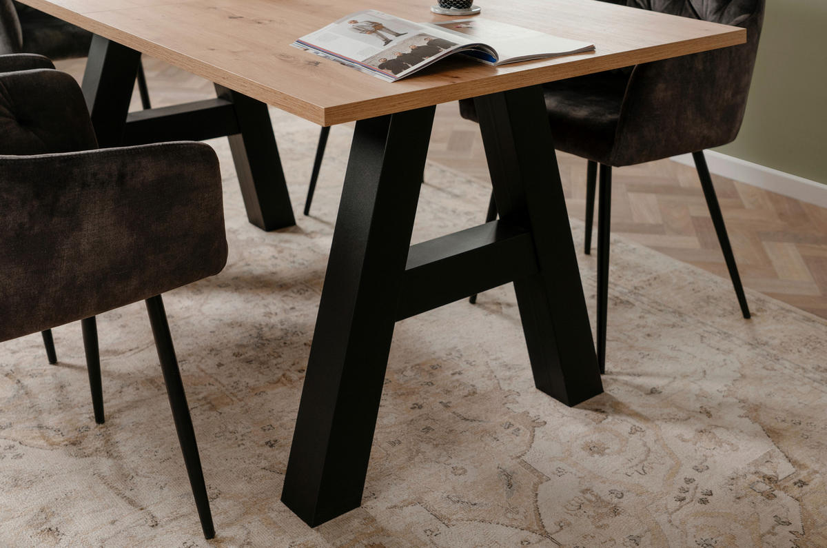 ESSTISCH Schwarz, Eiche Artisan rechteckig  ausziehbar  - Schwarz/Eiche Artisan, Design, Holzwerkstoff (157/90/75cm) - MID.YOU