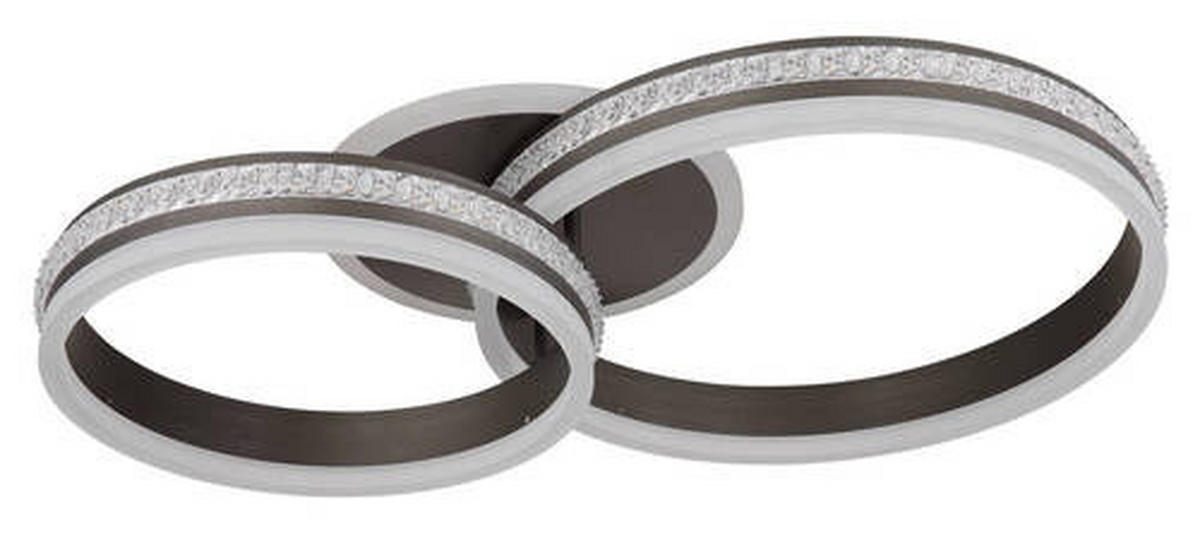 LED-DECKENLEUCHTE 50 W    65/40/14 cm  - Klar/Titanfarben, Design, Kunststoff/Metall (65/40/14cm) - Globo