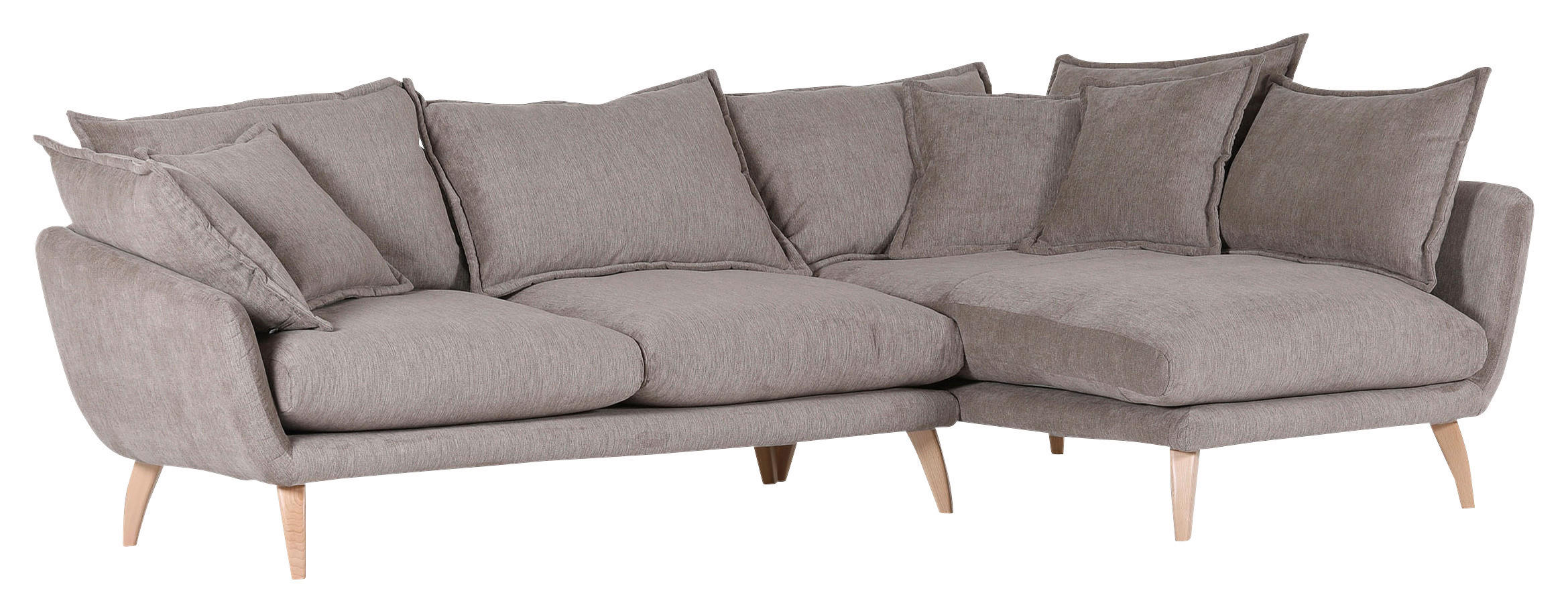 ECKSOFA Schlammfarben Mikrofaser  - Schlammfarben/Buchefarben, Trend, Holz/Textil (267/170cm) - Ambia Home