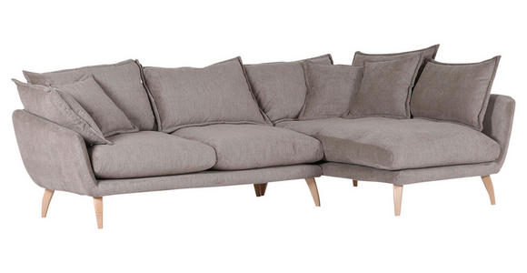 ECKSOFA Schlammfarben Mikrofaser  - Schlammfarben/Buchefarben, Trend, Holz/Textil (267/170cm) - Ambia Home