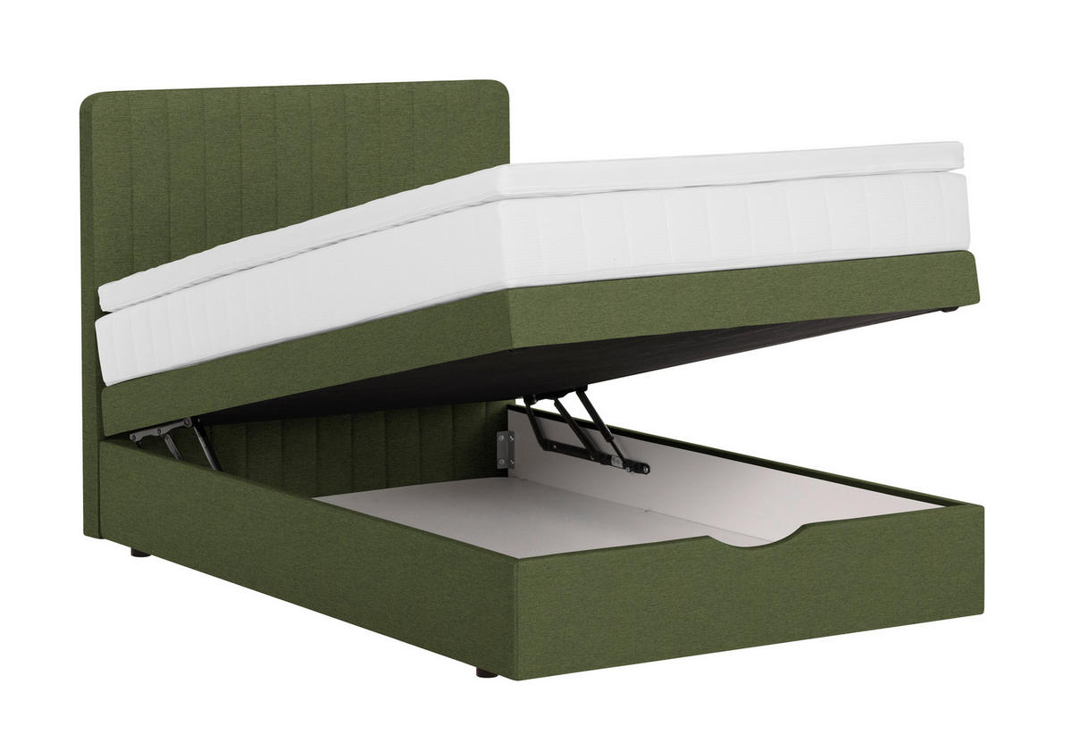 BOXSPRINGBETT 120/200 cm,  in Dunkelgrün  - Dunkelgrün/Schwarz, KONVENTIONELL, Kunststoff/Textil (120/200cm) - Welnova