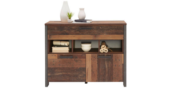 KOMMODE , 106,7/86,3/41,6 cm, 1 Schublade(n)  - Dunkelgrau/Dunkelbraun, Design, Holzwerkstoff/Kunststoff (106,7/86,3/41,6cm) - Carryhome