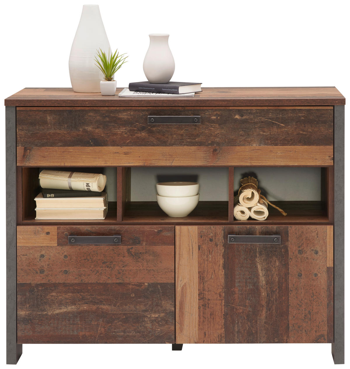 KOMMODE , 106,7/86,3/41,6 cm, 1 Schublade(n)  - Dunkelgrau/Dunkelbraun, Design, Holzwerkstoff/Kunststoff (106,7/86,3/41,6cm) - Carryhome