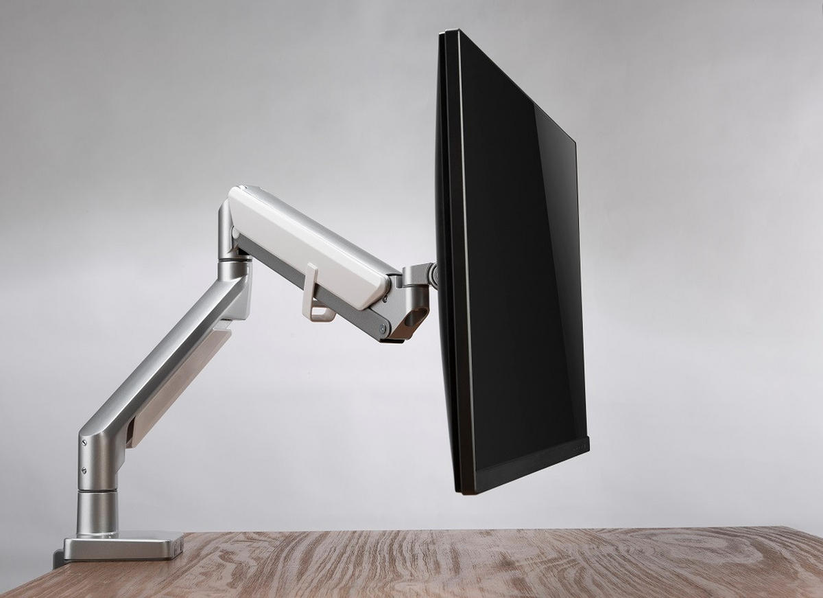 MONITOR-HALTERUNG Metall, Kunststoff Grau, Weiß  - Weiß/Grau, Design, Kunststoff/Metall (56/69,5/11,7cm) - Boxxx