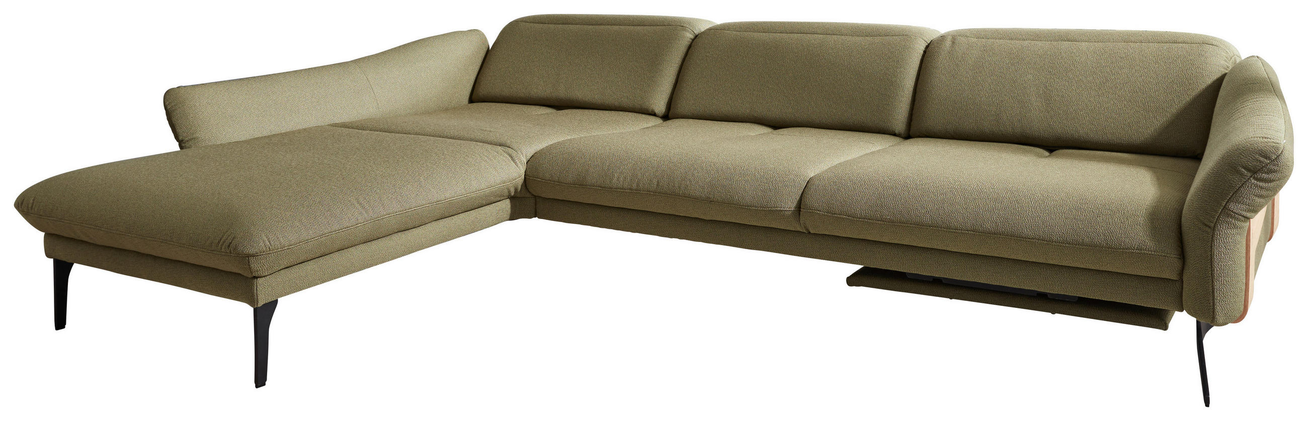 ECKSOFA in Webstoff Olivgrün  - Anthrazit/Olivgrün, Design, Holz/Textil (179/314cm) - Himolla