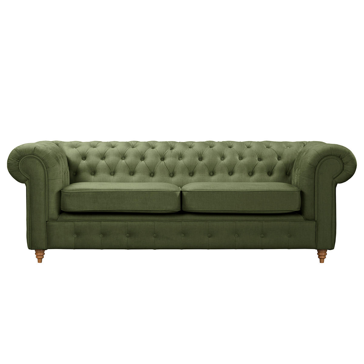 3-SITZER-SOFA Mikrofaser Dunkelgrün  - Dunkelgrün/Braun, Design, Holz/Textil (218/75/91cm) - P & B