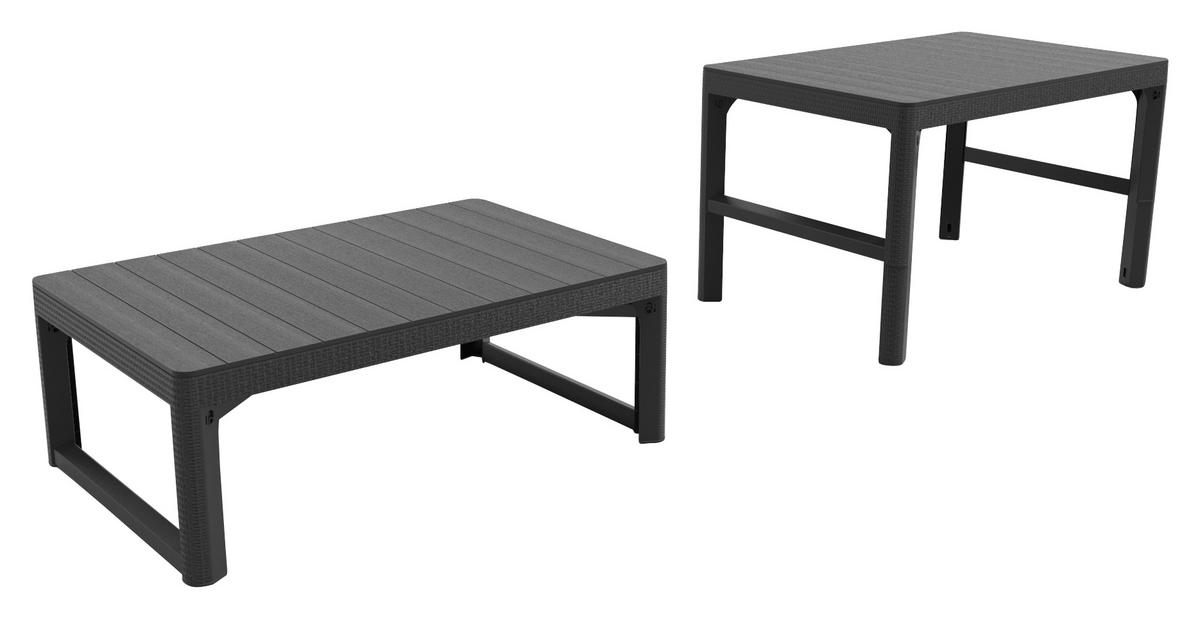 LOUNGETISCH 116/71,5/40-66 cm Kunststoff  - Graphitfarben, Design, Kunststoff (116/71,5/40-66cm) - Keter