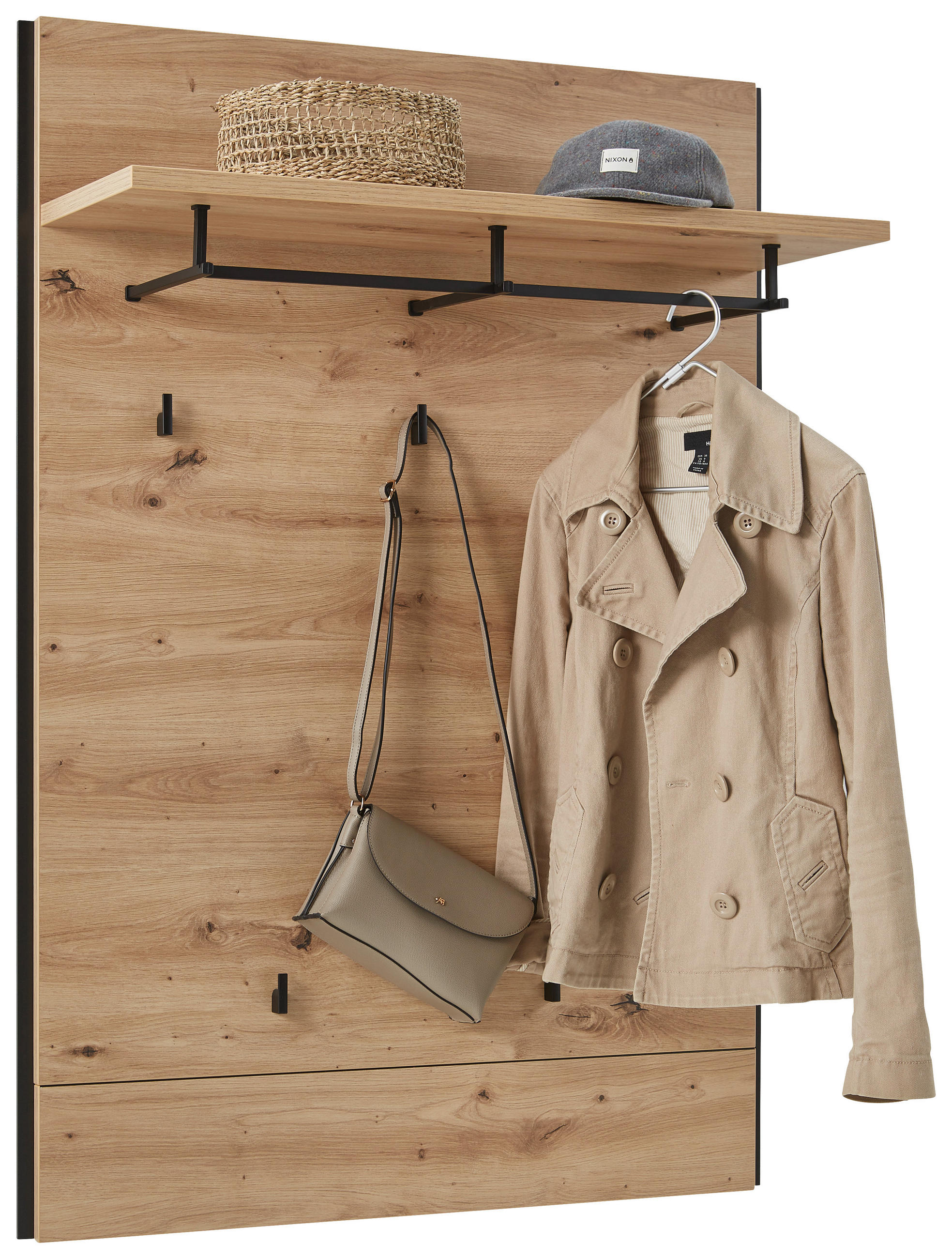 Voleo VEŠIAKOVÝ PANEL, čierna, dub artisan, 88/126/32 cm