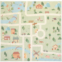 KINDERTEPPICH 120/120 cm LIVING ECOVIA, waschbar Bauernhof  - Pastellblau/Salbeigrün, Trend, Kunststoff/Textil (120/120cm) - Lindorug