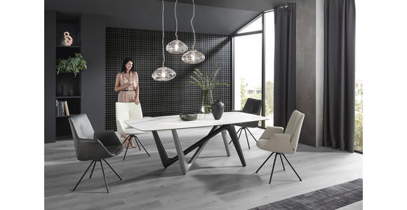 ESSTISCH in Kunststoff, Keramik 220/110/75 cm  - Anthrazit/Weiß, Design, Keramik/Kunststoff (220/110/75cm) - Dieter Knoll