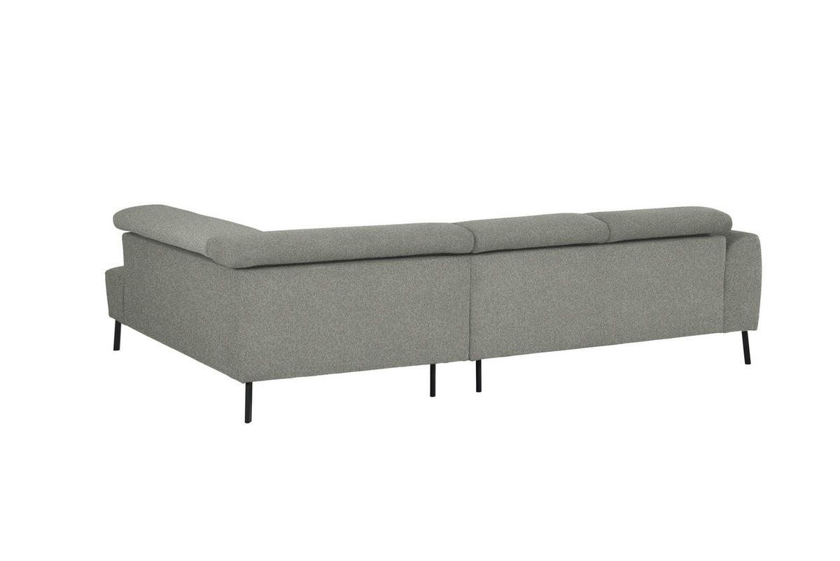 ECKSOFA in Struktur Hellgrau  280/205 cm  - Hellgrau/Schwarz, Design, Textil/Metall (280/205cm) - Xora