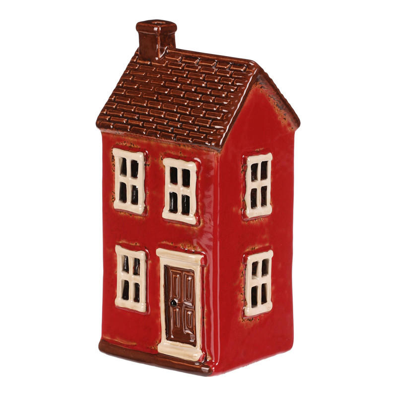 DEKORAČNÝ DOM - červená, Basics, keramika (9/19/9cm)