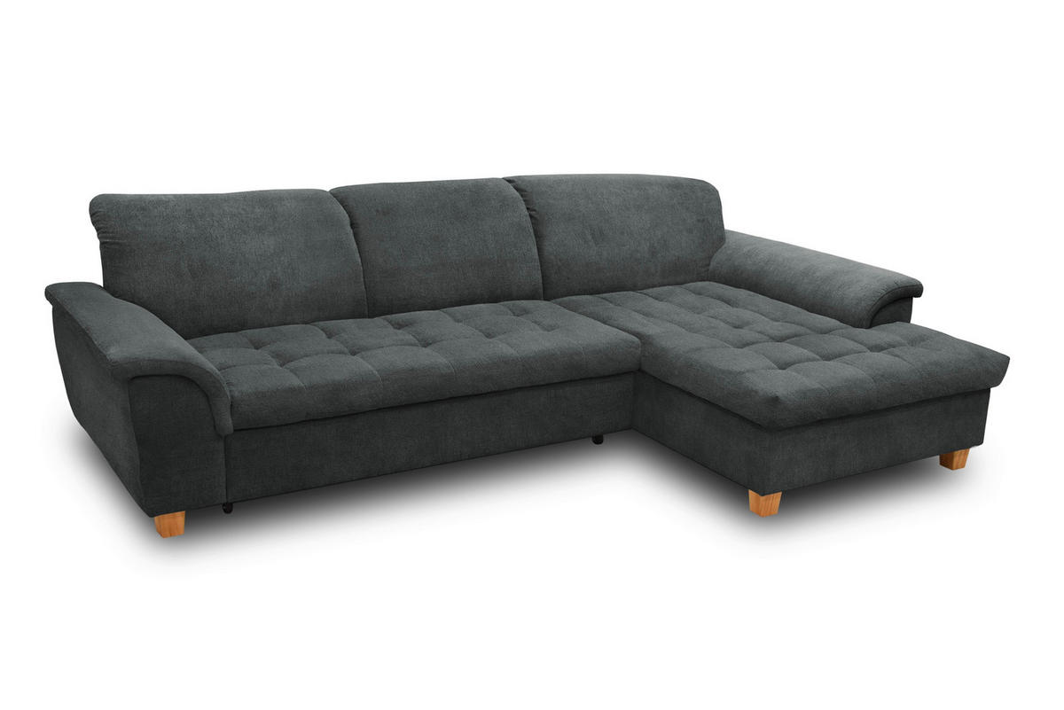 ECKSOFA in Mikrofaser Dunkelgrau  279/162 cm  - Eichefarben/Dunkelgrau, KONVENTIONELL, Holz/Textil (279/162cm) - MID.YOU
