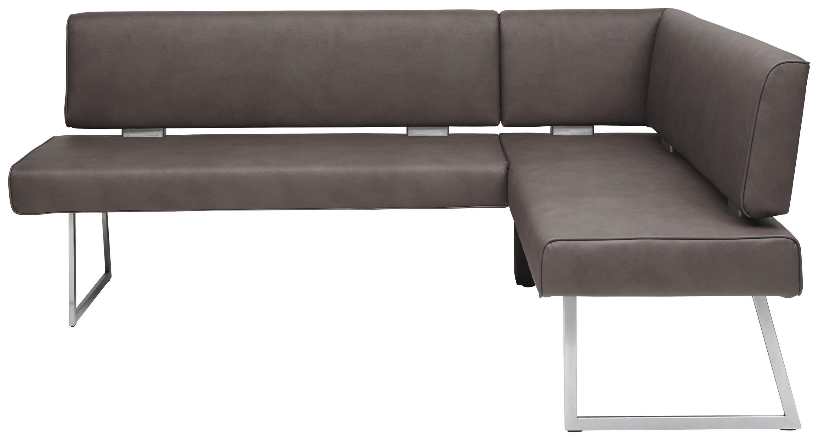 ECKBANK 185/137 cm Mikrofaser Braun, Edelstahlfarben Metall   - Edelstahlfarben/Braun, Design, Textil/Metall (185/137cm) - Dieter Knoll
