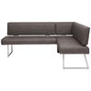 ECKBANK 208/160 cm Mikrofaser Braun, Edelstahlfarben Metall   - Edelstahlfarben/Braun, Design, Textil/Metall (208/160cm) - Dieter Knoll