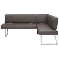 ECKBANK 208/160 cm Mikrofaser Braun, Edelstahlfarben Metall   - Edelstahlfarben/Braun, Design, Textil/Metall (208/160cm) - Dieter Knoll