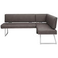 ECKBANK 208/160 cm  in Braun, Edelstahlfarben  - Edelstahlfarben/Braun, Design, Textil/Metall (208/160cm) - Dieter Knoll