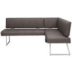 ECKBANK 173/137 cm Mikrofaser Braun, Edelstahlfarben Metall   - Edelstahlfarben/Braun, Design, Textil/Metall (173/137cm) - Dieter Knoll
