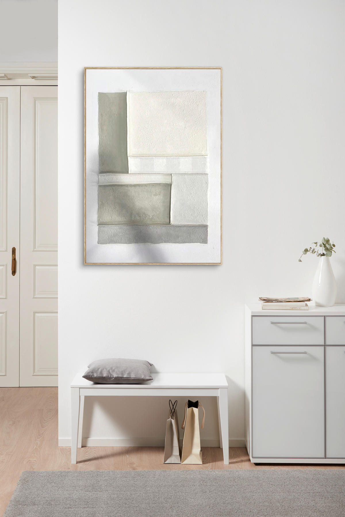 ÖLGEMÄLDE Abstraktes 70/100 cm  - Weiß/Naturfarben, Trend, Papier/Holzwerkstoff (70/100cm) - Monee