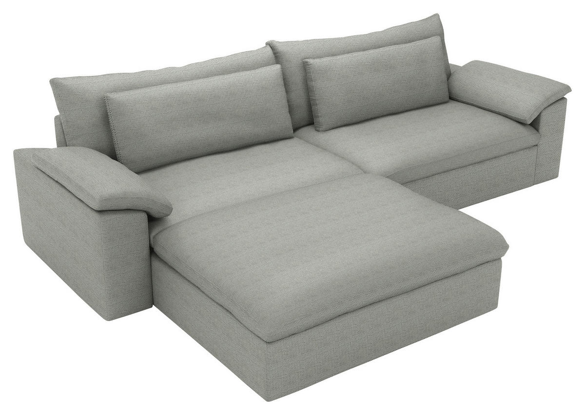 ECKSOFA  Chenille Greige  - Greige/Schwarz, Modern, Kunststoff/Textil (198/306cm) - Carryhome
