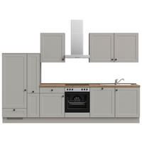 KÜCHENBLOCK 330 cm   in Grau, Eiche dunkel  - Eiche dunkel/Schwarz, MODERN, Holzwerkstoff/Metall (330cm) - Nobilia