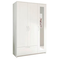 KLEIDERSCHRANK 117/191/50 cm,  in Weiß, 3-türig  - Alufarben/Weiß, KONVENTIONELL, Glas/Holzwerkstoff (117/191/50cm) - Boxxx