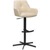 BARHOCKER Echtleder Beige Eisen Sitzfläche 360° drehbar, inklusive Armlehnen  - Beige/Schwarz, Design, Leder/Metall (54/99-117/52,5cm) - Novel