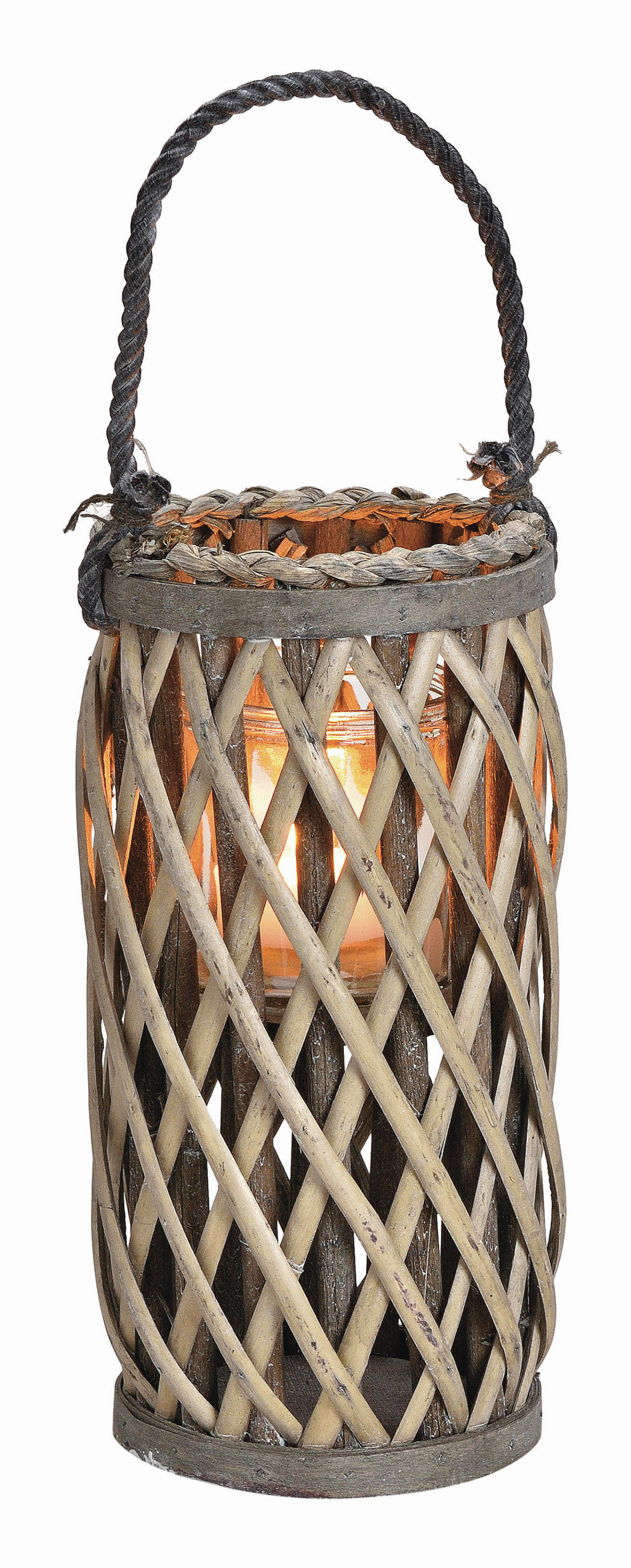 LATERNE - Braun, Basics, Glas/Holz (15/31/15cm)