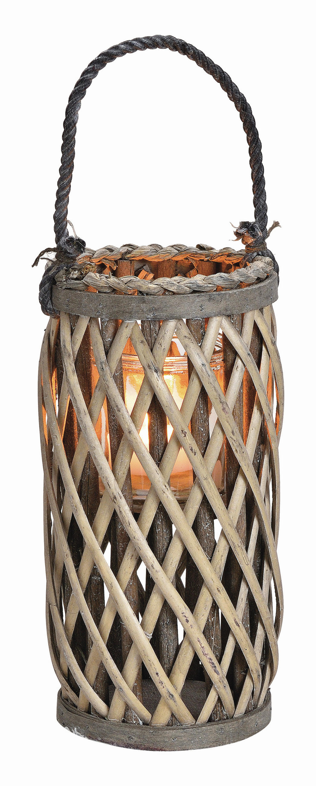 LATERNE - Braun, Basics, Glas/Holz (15/31/15cm)