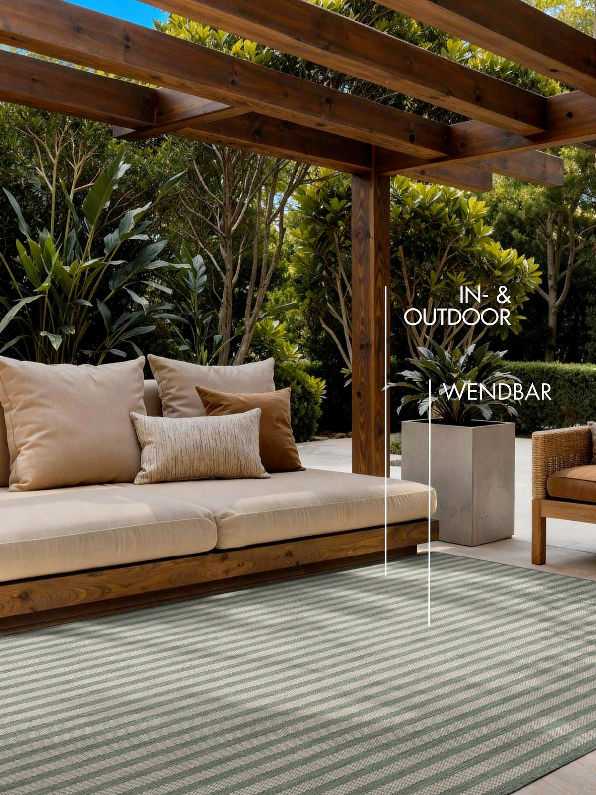 FLACHWEBETEPPICH 160/230 cm Haringey Grün, Weiß rechteckig  - Weiß/Grün, Design, Kunststoff (160/230cm)