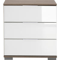 NOČNÍ STOLEK, bílá, barvy dubu, 52/58/38 cm - bílá/barvy dubu, Design, kov/kompozitní dřevo (52/58/38cm) - Carryhome