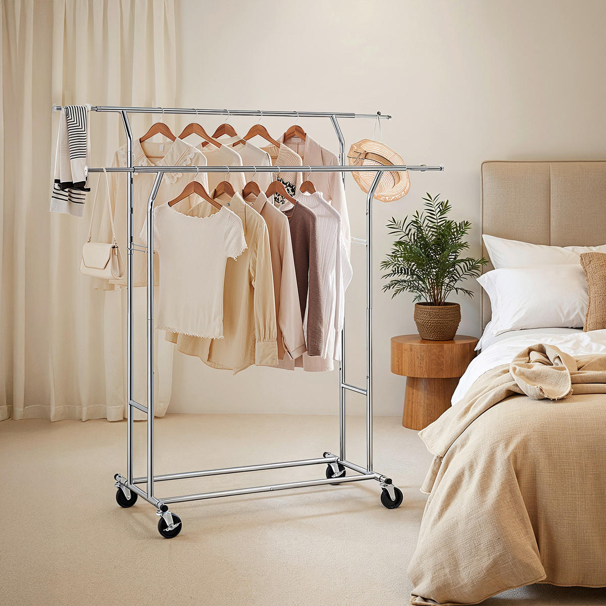 KLEIDERWAGEN in Silberfarben 130/148-172/55 cm   - Silberfarben, Basics, Kunststoff/Metall (130/148-172/55cm)